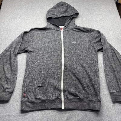 Vans Sudadera con Capucha Mujer Pequeña Cremallera Completa Sudadera Negra Gris Polar Bolsillos Logo Foto 1 de 4