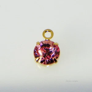 Crystal Passions® Round ROSE Drop Swarovski Crystal in Gold Plated Setting - Picture 1 of 3