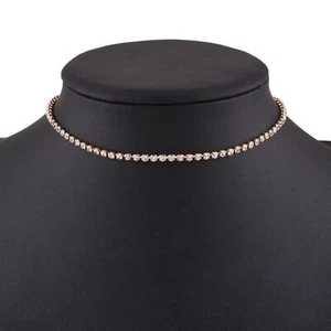Collar gargantilla oro brillante y diamantes circonita cúbica NUEVO - Imagen 1 de 5