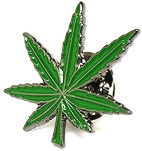 Insignia de pasador de solapa de metal y esmalte de hoja de cáñamo - Imagen 1 de 1