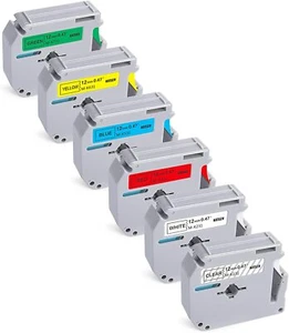 6PK M-K231 431 531 M-K131 For Brother P-Touch Label Tape 12MM PT-65 PT-85 PT-70 - Picture 1 of 10