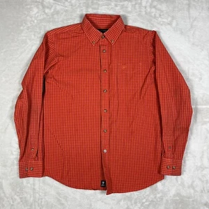 Ariat Pro Series Shirt Boys XL (18) Red-Orange Plaid Youth Cotton Blend Western - Picture 1 of 11