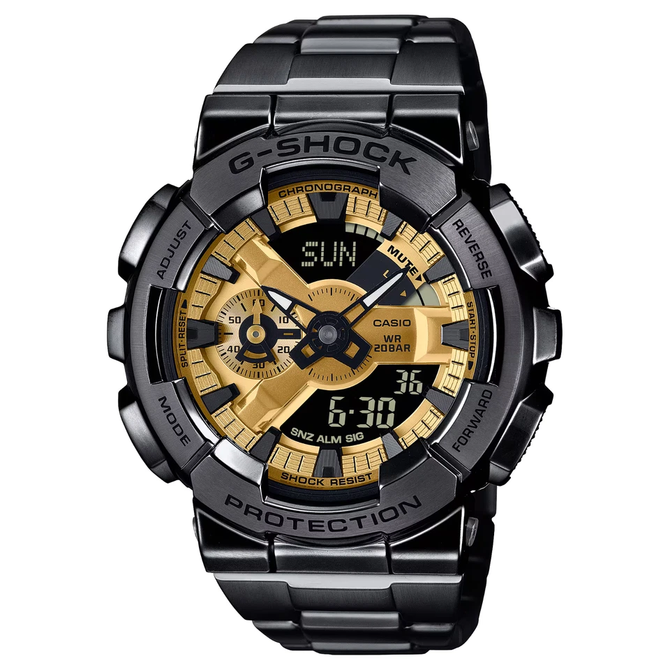 Casio G-Shock 110 Series Gold Dial Black Stainless Steel Watch GM110BD-1A9 - Image 1 of 1