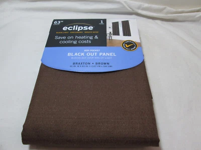 New Eclipse Rod Pocket Black Out Curtain Panel 42"x63" BRAXTON ~ Brown New - Image 1 of 4