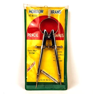 Morrow #4000 Pencil Compass Deluxe Extra Lead New Old Stock Center Wheel BOW - Picture 1 of 3