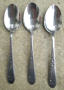 Perfect Rose Flatware Rogers Stanley Roberts Lot of 3 Soup/Dinner Spoons - Picture 1 of 5