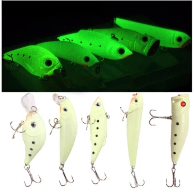 1 Stück leuchtender Angelköder Crankbait Minnow Bait VIB Wobbler Swimbait Glow - Bild 1 von 4