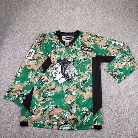 NHL Reebok 52 Mens # 10 Patric Sharp Chicago Blackhawks Camouflage Hokey Jersey Cover
