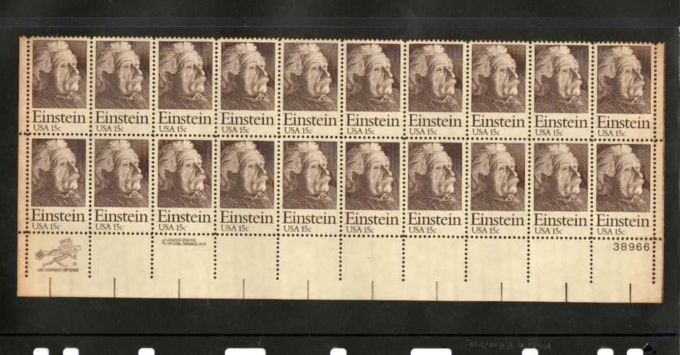 HTHSC# 1774 Plate Block strip of 20-Einstein-MNH-1774- - Image 1 of 1