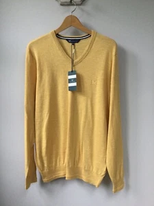 Nuevo con etiquetas Jersey Crew Clothing Co Dijon Amarillo Slub Cuello en V, Reino Unido Talla XL, Etiquetado - Imagen 1 de 3