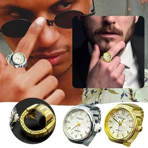 Real Watch Ring To Tell Time Vintage Watch Clock Ring Round Chunky Ring Silver - Picture 1 of 17