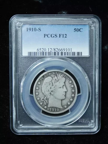 1910-S Barber Half Dollar PCGS F-12 Cover