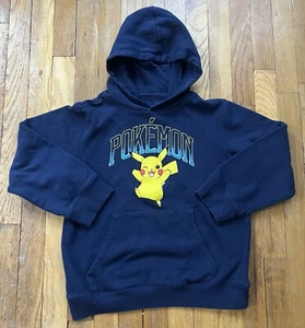 Pokemon Pikachu Hoodie Sweatshirt Youth 10/12 Large Navy Blue MINT CONDITION! - Picture 1 of 11