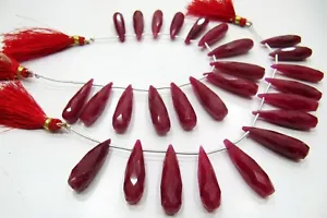 Dyed Ruby Long Tear Drop Shape Faceted Beads Size Approx 1 Inch Long  - Picture 1 of 6