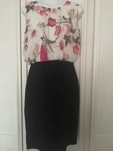 Quiz Dress Size 14 Slim Fit Chiffon Stretch Skirt/Chiffon Floral Dress Vgc - Picture 1 of 13