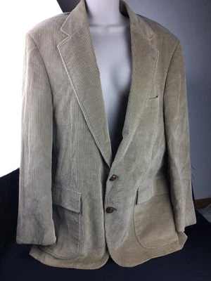 Lands End mens Tan Brown Corduroy Jacket Suede Elbow Patches Size 40 R - Image 1 of 4