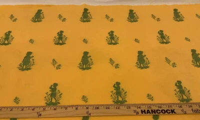 Tela de tapicería naranja cheddar silueta infantil bordada verde de colección por comprar Foto 1 de 4