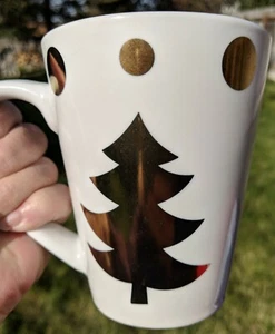  Christmas Holiday Mug! Cream color w/Metallic Gold Tree & Dots. Microwave safe. - Picture 1 of 6