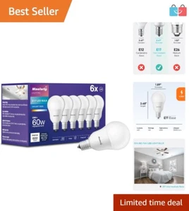 E17 Base LED Light Bulbs 6W 60W Equivalent G14 Globe Fan Bulbs 5000K Daylight 6 - Picture 1 of 7