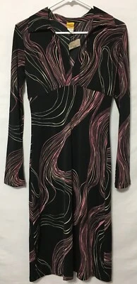 Vestido De Colección Años 90 Check It Out Para Mujer Negro/Rosa/Blanco Abstracto L/S Talla S/M Nuevo Con Etiquetas Foto 1 de 4
