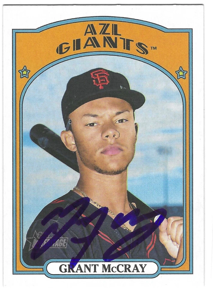 GRANT MCCRAY SIGNED 2021 TOPPS HERITAGE MINORS CARD SAN FRANCISCO GIANTS #100 - Image 1 of 1