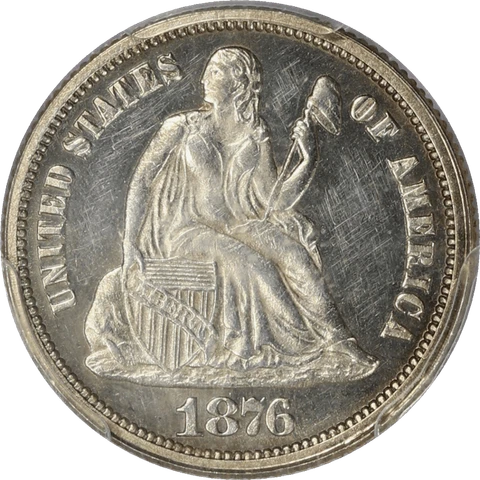 1876 Seated Liberty Dime 10c, PCGS PR 62 CAM - White Cover