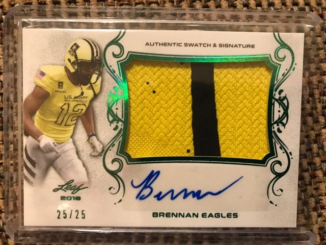 BRENNAN EAGLES Texas 2018 Leaf Army All-American Game Used Patch AUTO 25/25 - Image 1 of 1