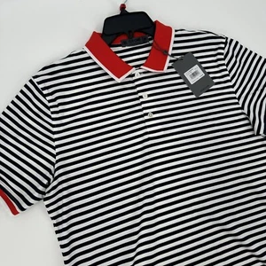 New Mens $120 G/FORE BOLD STRIPE Collared Tour Luxe Golf Polo Red White Blue - Picture 1 of 6
