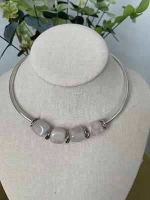 Collar gargantilla Silpada plata esterlina cuarzo rosa N1072 palanca retirado Foto 1 de 4