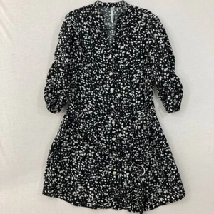 NY Collection Black White Abstract Print Belted Button Dress size 3X Preppy - Picture 1 of 11