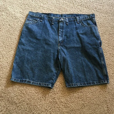 Size 46 Men Wrangler Carpenter Denim Blue Jean Shorts 64WC4DI Work Wear  - Image 1 of 4