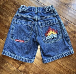 JNCO Jean Shorts Skater Embroidery Flame Toddler Kids Size 4T - Picture 1 of 7
