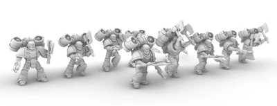 Fan Made 32mm Jump Pack Marine Squad (10 Models + Bases) | Resin Miniatures Kit - Image 1 of 4