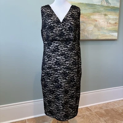 B. Smart Whimsigoth Lace Sheath Cocktail Midi Formal Tiered Dress Sz 14 - Image 1 of 4