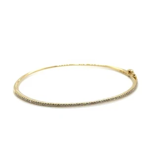 Bony Levy 18K Yellow Gold .55 tcw Diamond Hinged Bangle Bracelet - Picture 1 of 5