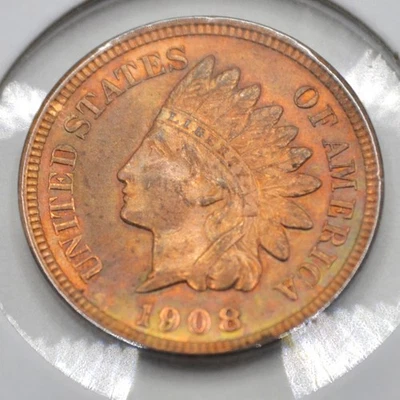 1908 1C Indian Head Cent Penny Uncirculated - Lovely Toning (A3) - Image 1 of 4