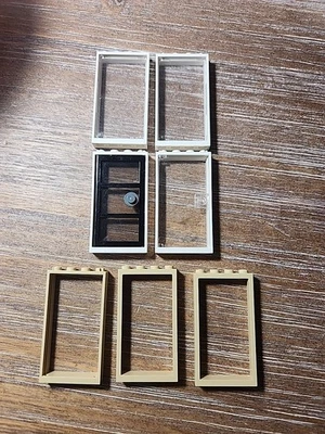 Marcos de puertas Lego 1 x 4 x 6 con 2 agujeros en la parte superior e inferior algunos con vidrio Foto 1 de 4