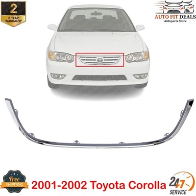 Grelha frontal cromada moldura acabamento plástico para 2001-2002 Toyota Corolla - Imagem 1 de 4