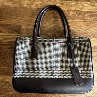 NWT Ralph Lauren Mini Boston Bag Vintage LRL Old Money Classic Houndstooth - Image 1 of 4