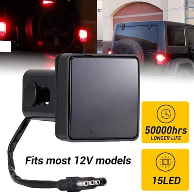 Cubierta de enganche de remolque con luz de freno 15 LED ahumada apta para receptor de remolque y transporte de 2" Foto 1 de 4