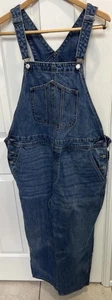 Old Navy Overalls Womens 16 Blue Boyfriend Denim Bib Slouchy Straight Carpenter - Picture 1 of 9