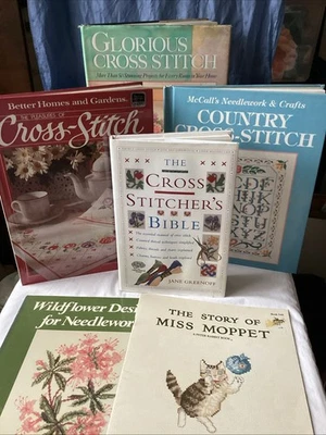 Lot of 6 Cross Stitch Books 4 Hardback 2 Softback - image 1 of 4