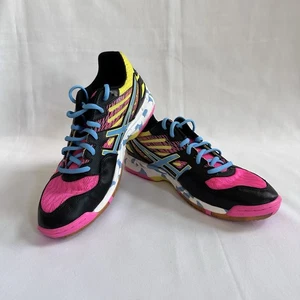 ASICS Gel Flashpoint 2 Women's Volleyball Shoes, B456N Sz 9.5 Black Pink Yellow - Picture 1 of 17