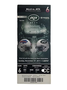 NY Jets Coaches Club Ticket Stub Vs. Buffalo Bills 11/27/11 Sanchez 4 TD game - Picture 1 of 2