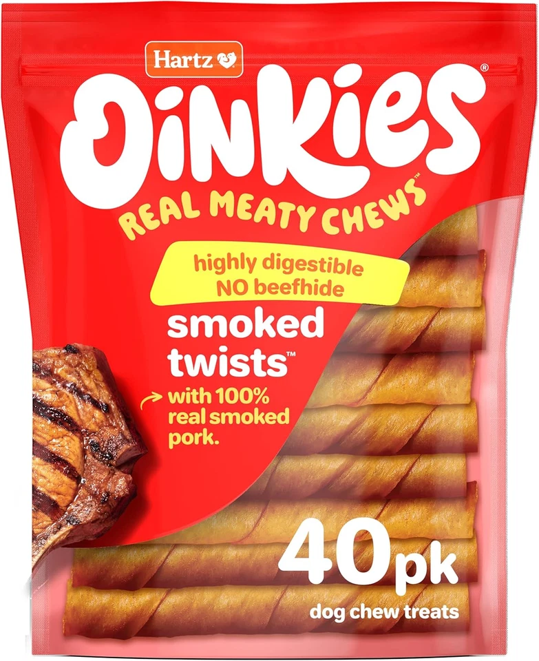 Hartz Oinkies Smoked Twists with Naturally Smoked Pork Rawhide 40 Count - Image 1 of 4