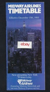 MIDWAY AIRLINES METROLINK SYSTEM FAHRPLAN 12-15-84 DC-9'S NEW YORK 20 MAL TAG - Bild 1 von 2
