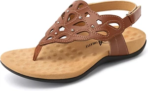 Orthopedic Sandals for Women Summer Adjustable Orthotic Thong Sandals with Arch - Picture 1 of 15