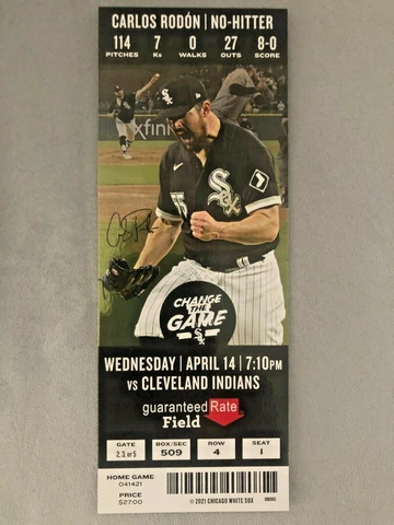 Chicago White Sox Carlos Rodon No Hitter Commemorative Ticket Stub 4/14/21 Cover