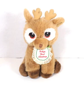 De colección Applause 1988 Baby's First Christmas Itty Bitty Reindeer Peluche Babero Relleno - Imagen 1 de 11