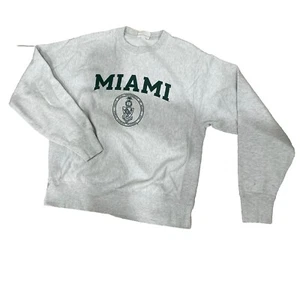 Vintage University of Miami Champion Sweatshirt Men's Medium Gray Reverse Weave - Picture 1 of 4